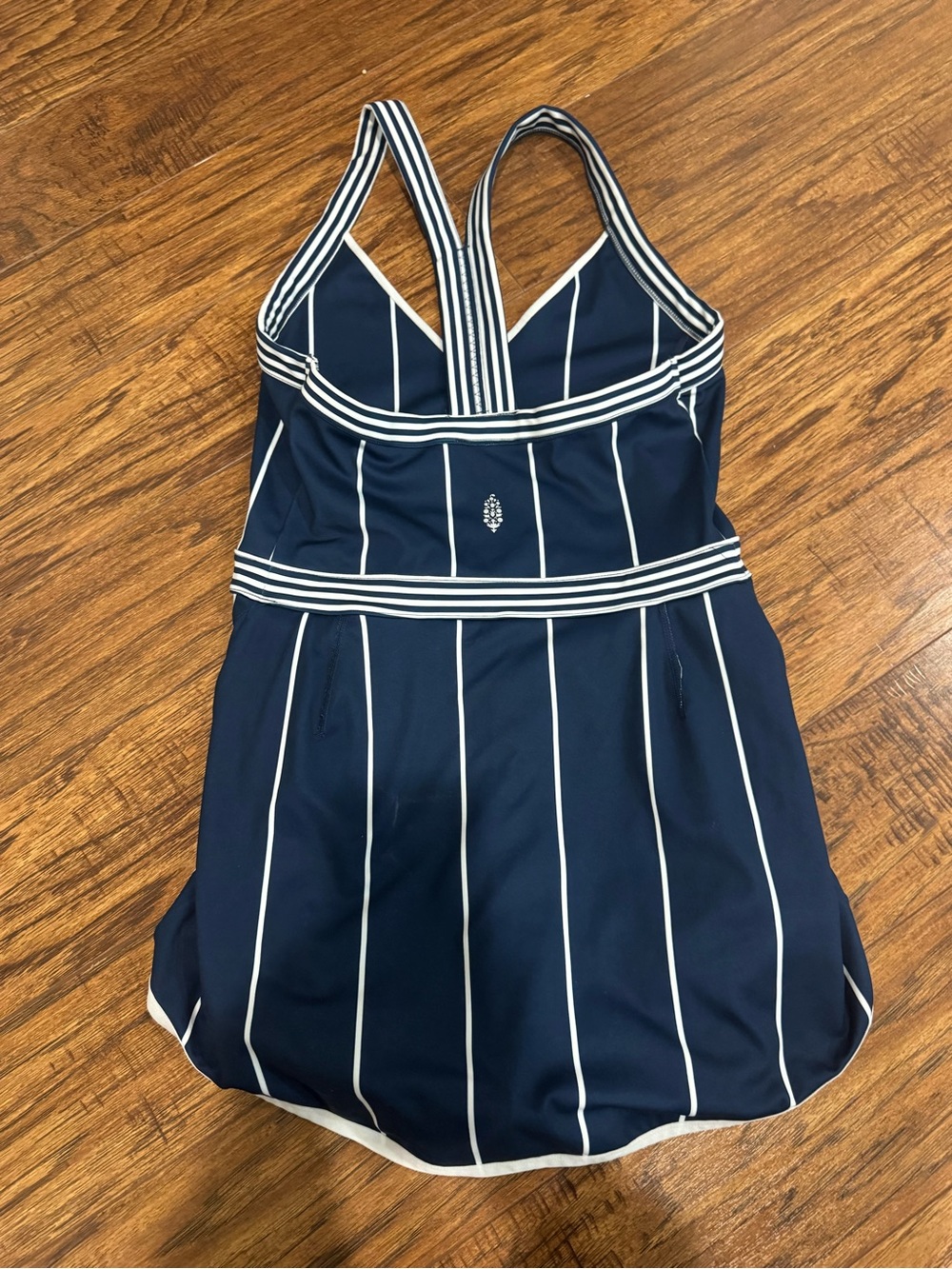 Navy & White Striped free people tennis romper